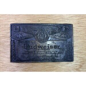 Vintage Budweiser Belt Buckle 3.75 x 2.25 Beer Advertising Lager Anheuser Busch